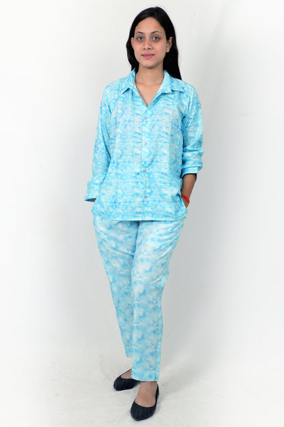 Elegant Women Co-ord Set – Stylish Matching Top & Bottom Outfit for Casual & Party Wear  blue