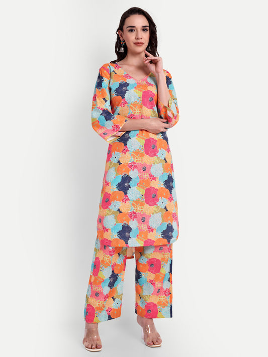 Elegant Women Co-ord Set – Stylish Matching Top & Bottom Outfit for Casual & Party Wear multicolor