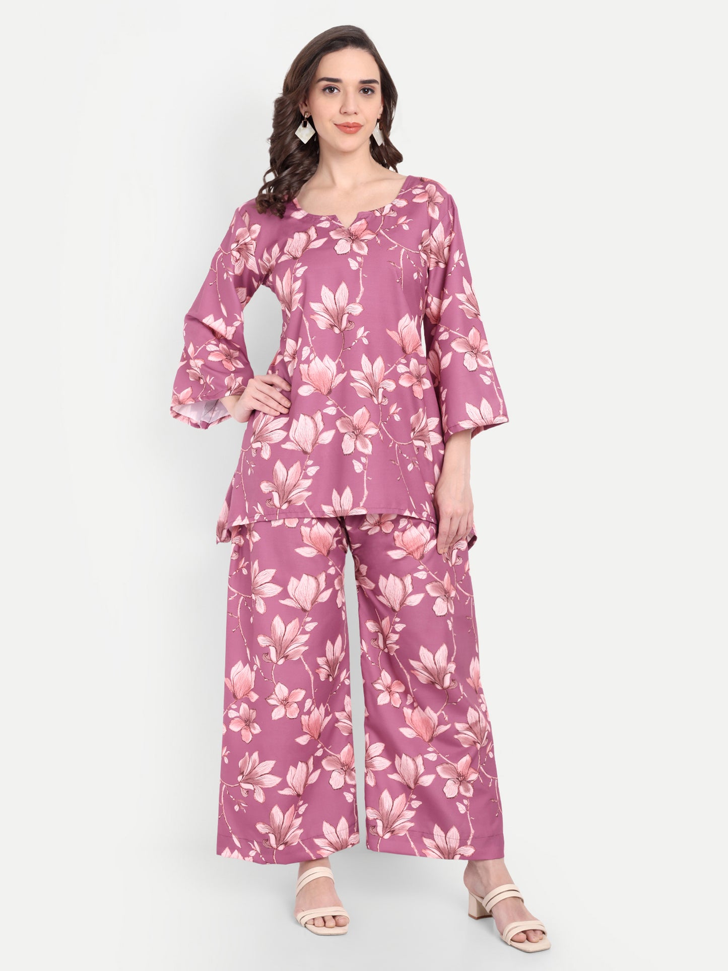 Elegant Women Co-ord Set – Stylish Matching Top & Bottom Outfit for Casual & Party Wear lavender