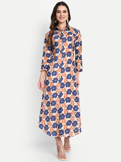 Women Ethnic Kurti – Long Kurti for Festive & Casual Wear navy blue