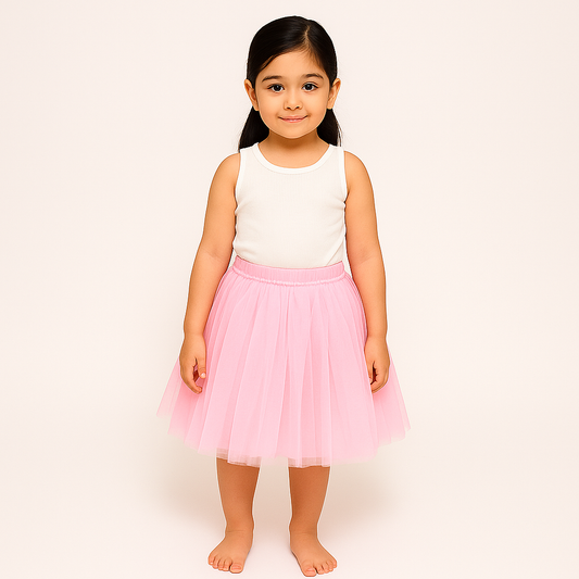 Baby Girl Dress Set – Trendy Top & Skirt for Little Girls pink and white