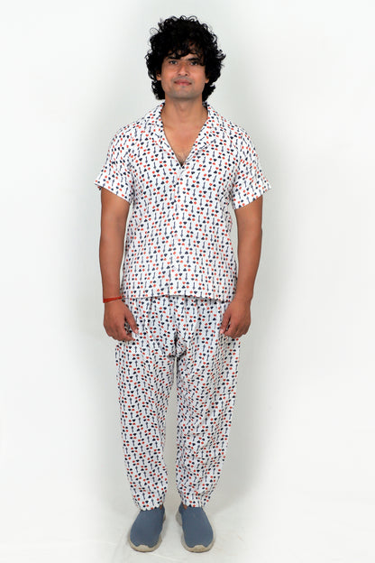 Men’s Co-Ord Set – Trendy T-Shirt & Bottom Wear Combo crisp white