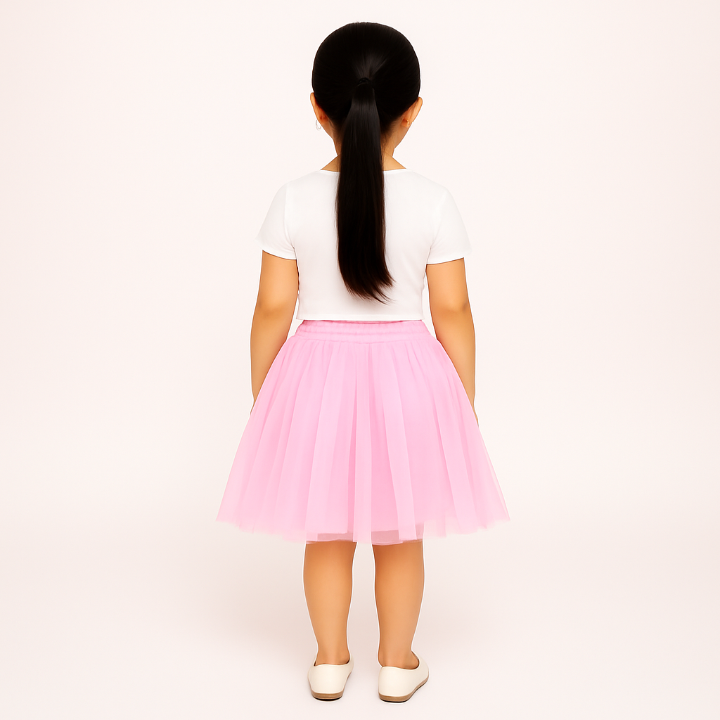 Baby Girl Dress Set – Trendy Top & Skirt for Little Girls pink and white