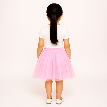 Baby Girl Dress Set – Trendy Top & Skirt for Little Girls pink and white