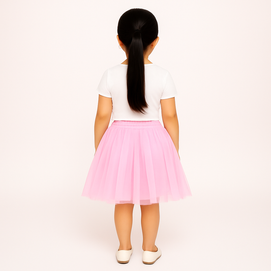 Baby Girl Dress Set – Trendy Top & Skirt for Little Girls pink and white