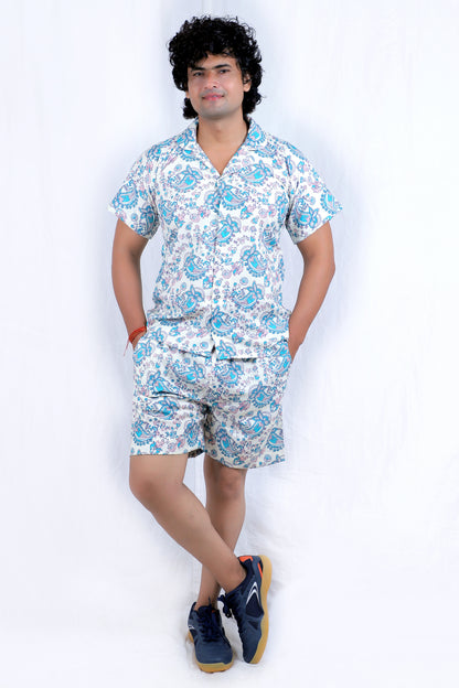 Men’s Co-Ord Set – Trendy T-Shirt & Bottom Wear Combo off white