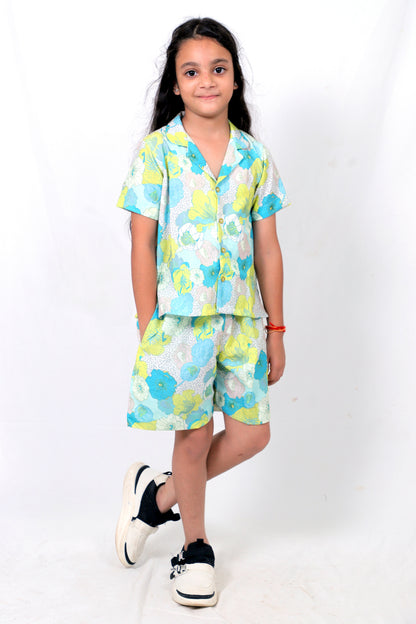 Kids Girls Cord Set – Comfortable & Stylish Matching Outfit white  blue