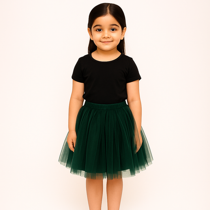 Baby Girl Dress Set – Trendy Top & Skirt for Little Girls black and green