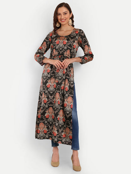 Elegant Women Printed Velvet Dress – Luxe Soft-Touch Party & Evening Wear multicolor