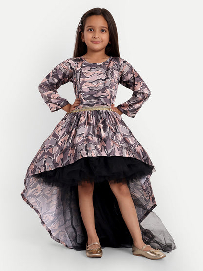 Stylish Girls Multicolor Satin Knee-Length Dress – Party & Occasion Wear