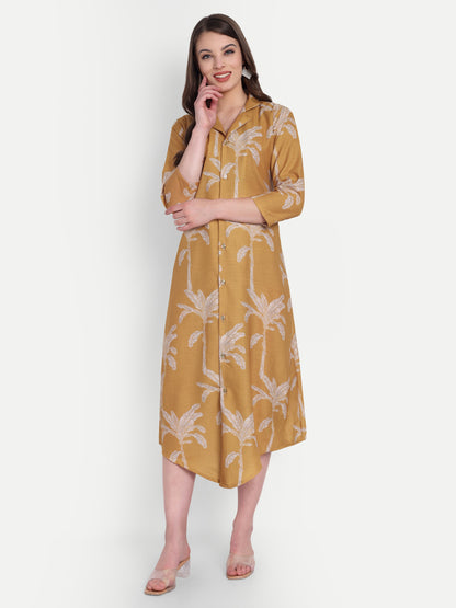Womens Ethnic Kurti – Long Kurti for Festive & Casual Wear mustard yellow