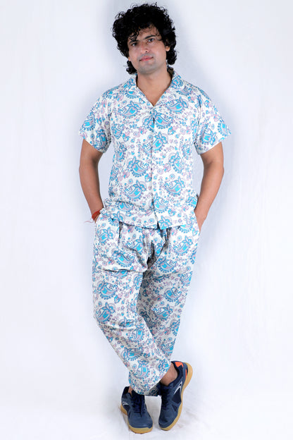 Men’s Co-Ord Set – Trendy T-Shirt & Bottom Wear Combo off white