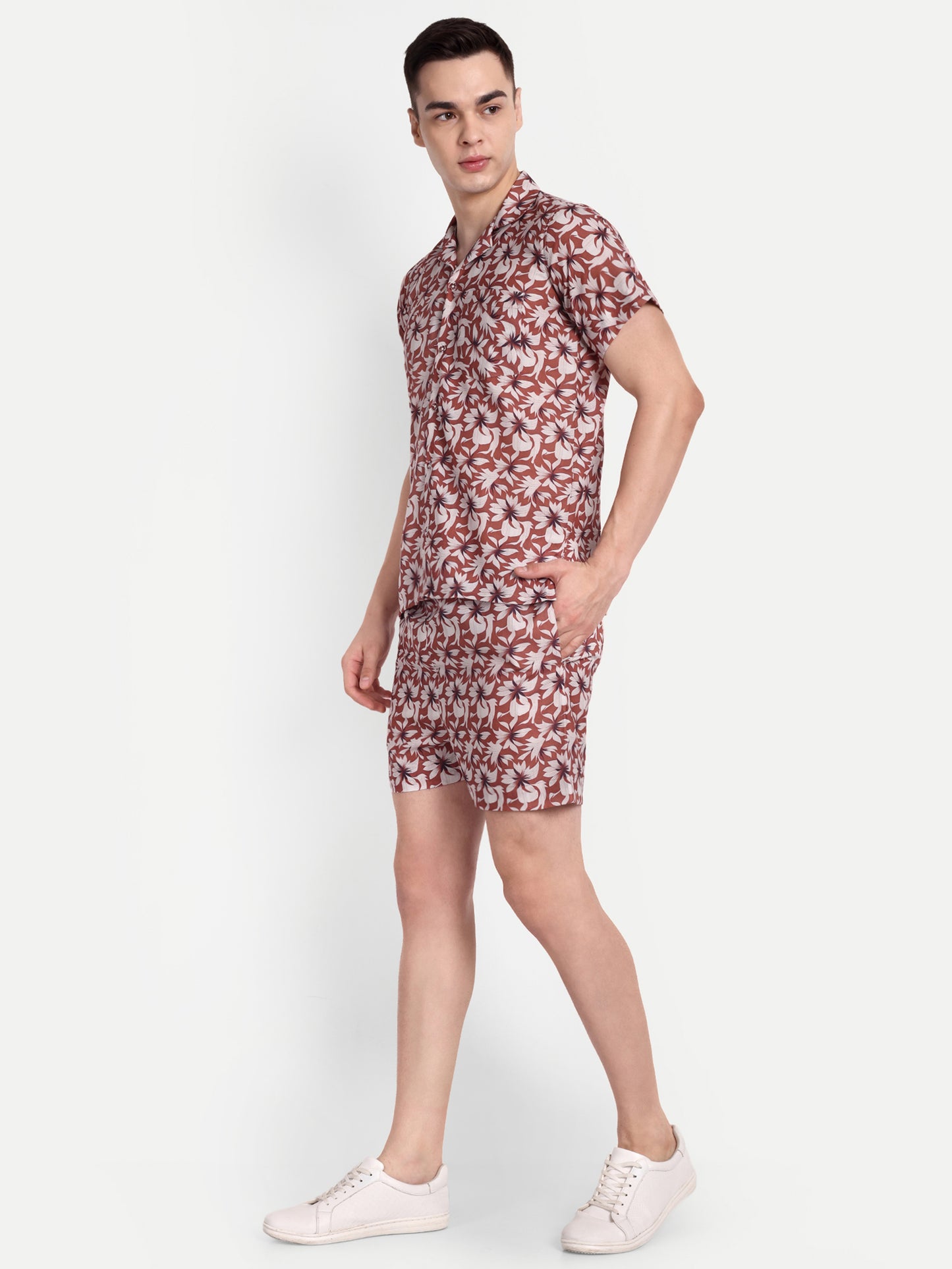 Men’s Co-Ord Set – Trendy T-Shirt & Bottom Wear Combo rust