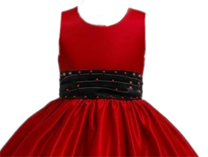 Ruby Red & Black Layered Princess Party Gown for Girls