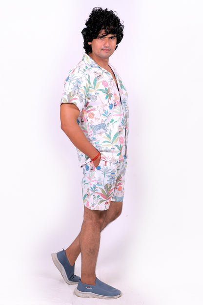 Men’s Co-Ord Set – Trendy T-Shirt & Bottom Wear Combo off white