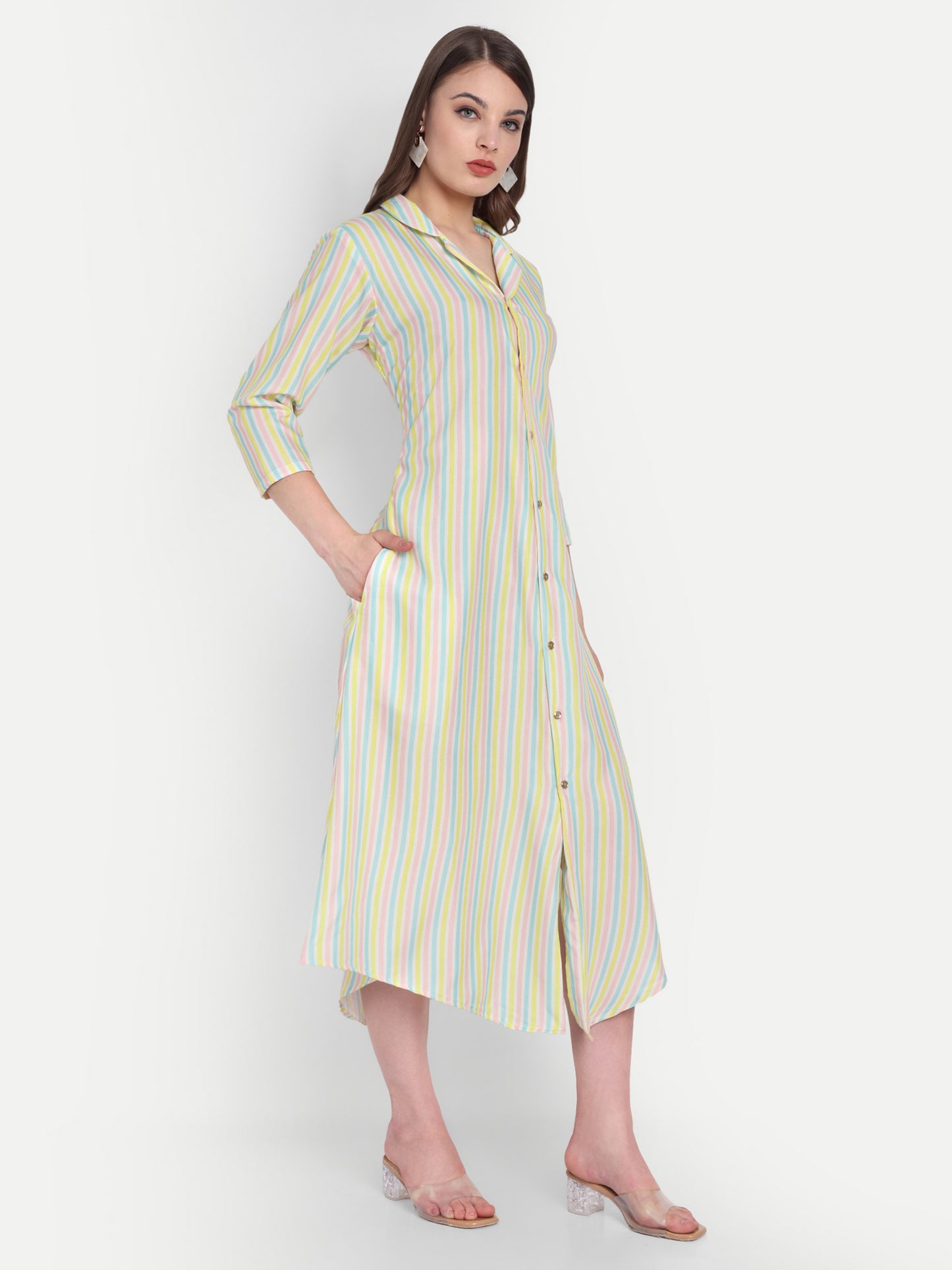 Women Ethnic Kurti – Long Kurti for Festive & Casual Wear lemon yellow