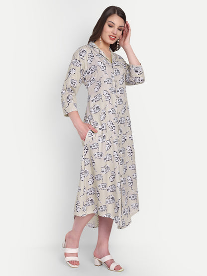 Women Ethnic Kurti – Long Kurti for Festive & Casual Wear beige