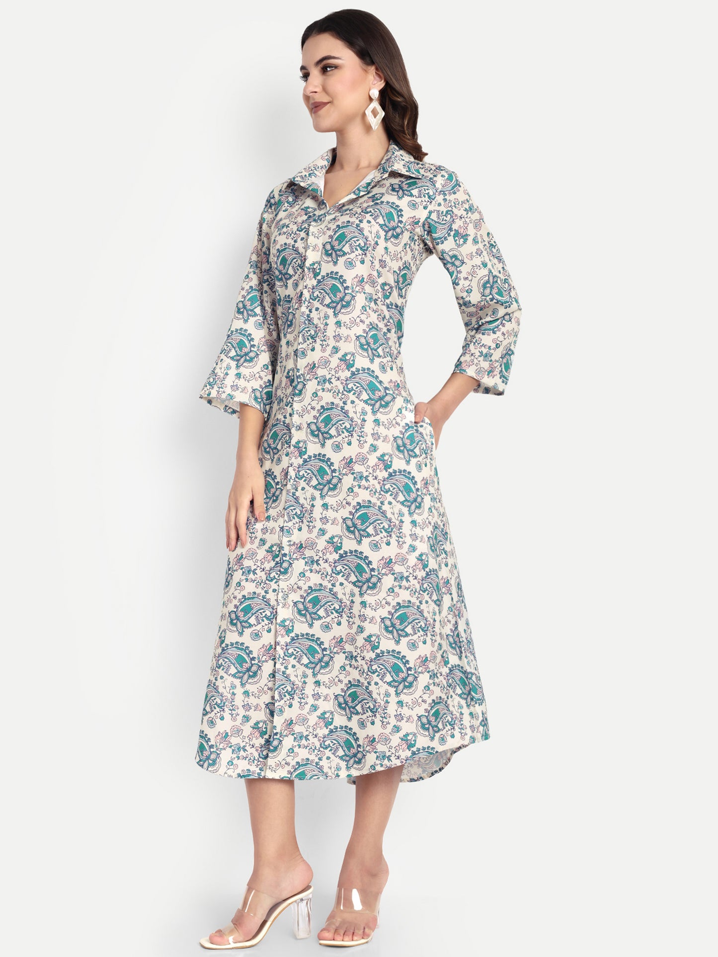 Women Ethnic Kurti – Long Kurti for Festive & Casual Wear off white