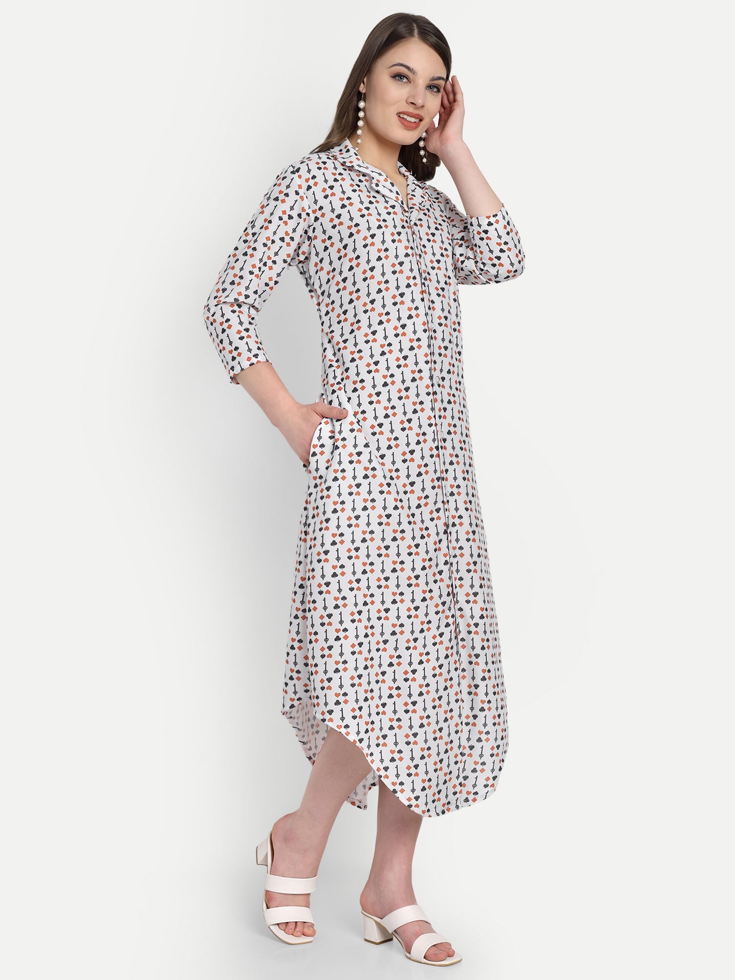 Women Ethnic Kurti – Long Kurti for Festive & Casual Wear white