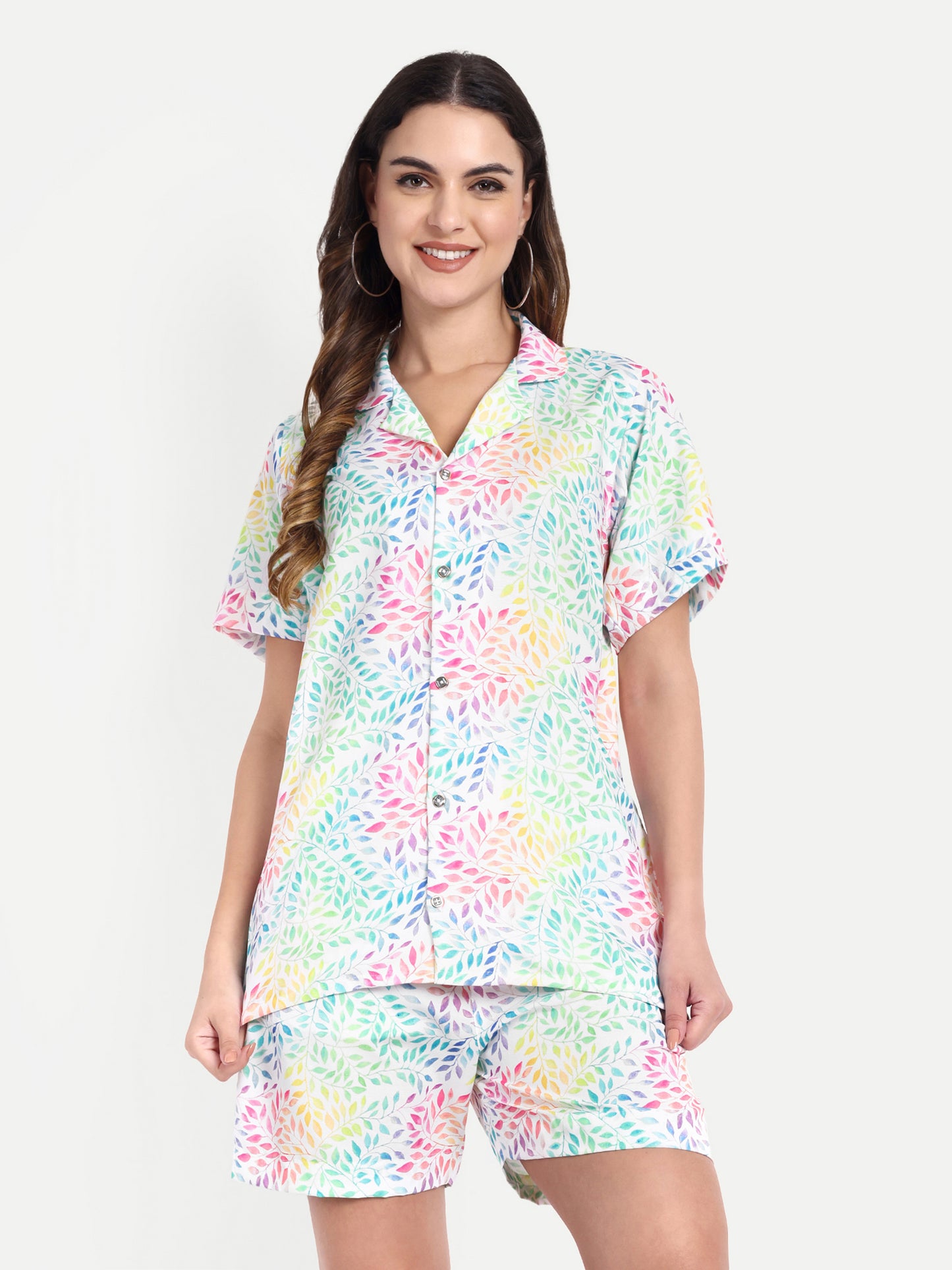 Women Casual Cord Set – Comfortable Summer Co-Ord Outfit white printed