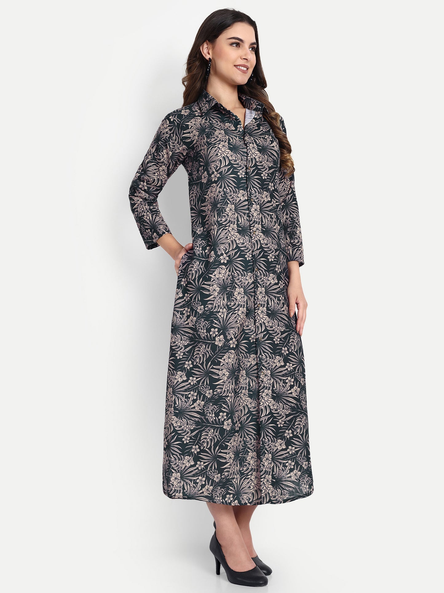 Women Ethnic Kurti – Long Kurti for Festive & Casual Wear forest green