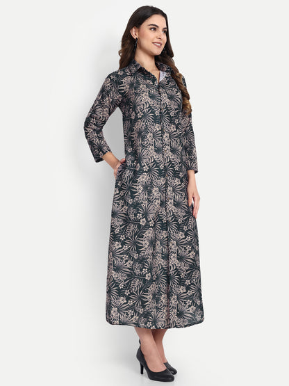 Women Ethnic Kurti – Long Kurti for Festive & Casual Wear forest green