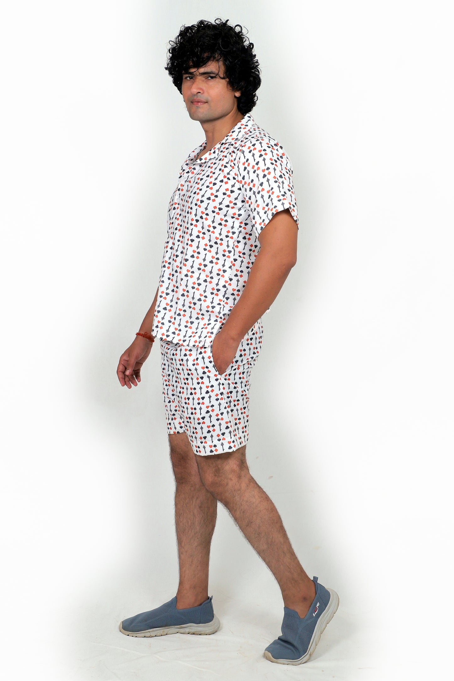 Men’s Co-Ord Set – Trendy T-Shirt & Bottom Wear Combo white printed