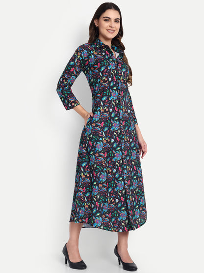 Women Ethnic Kurti – Long Kurti for Festive & Casual Wear black