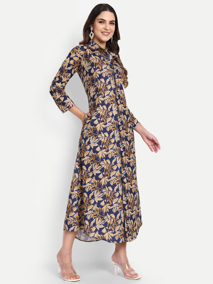 Women Ethnic Kurti – Long Kurti for Festive & Casual Wear navy blue