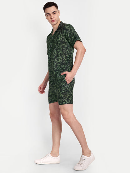 Men’s Co-Ord Set – Trendy T-Shirt & Bottom Wear Combo green print