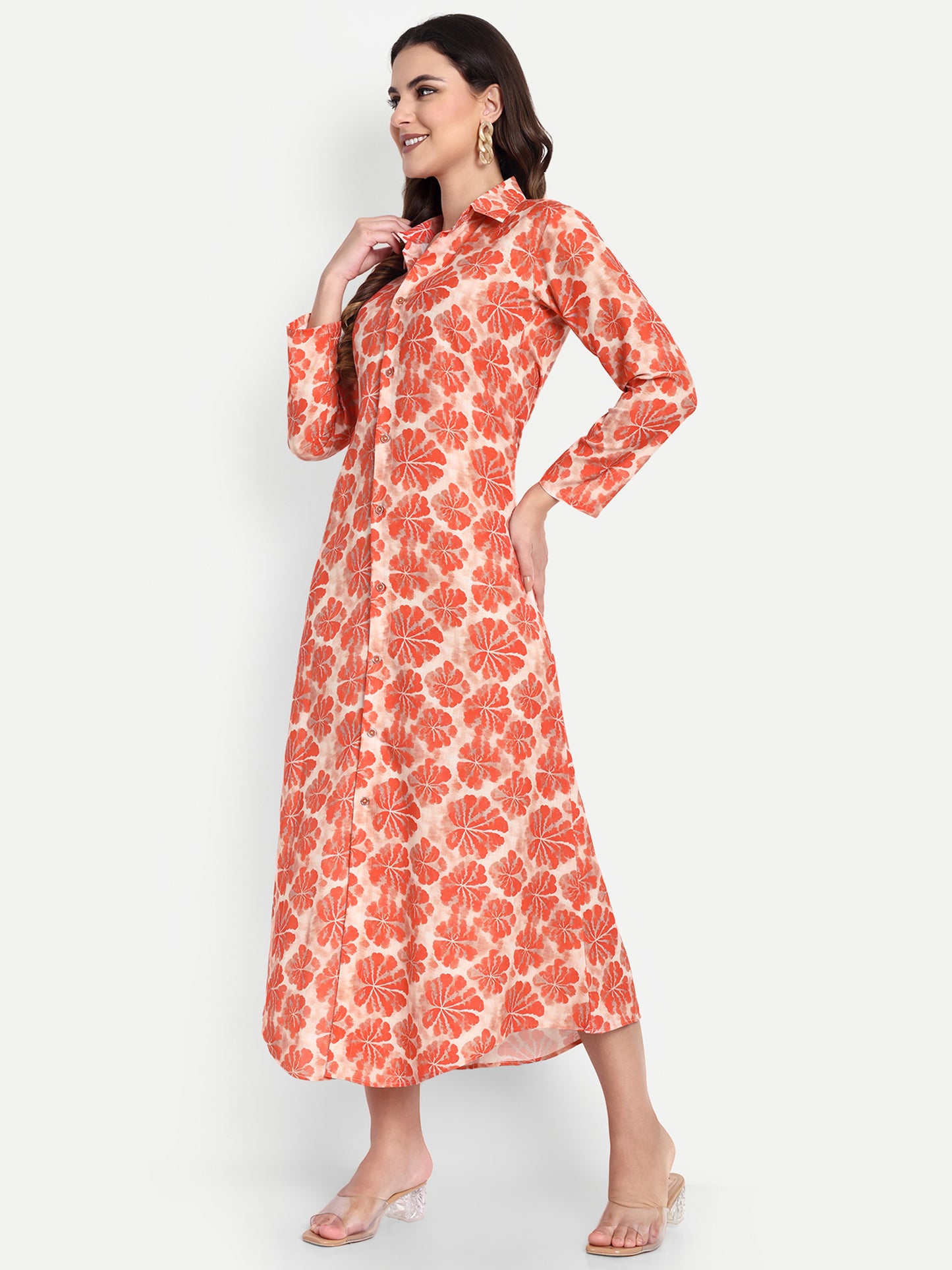 Women Ethnic Kurti – Long Kurti for Festive & Casual Wear Rust