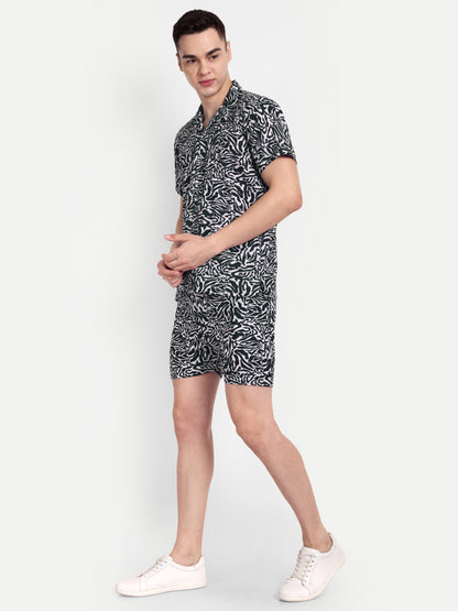 Men’s Co-Ord Set – Trendy T-Shirt & Bottom Wear Combo black printed