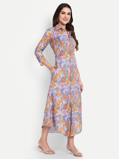 Women Ethnic Kurti – Long Kurti for Festive & Casual Wear purple
