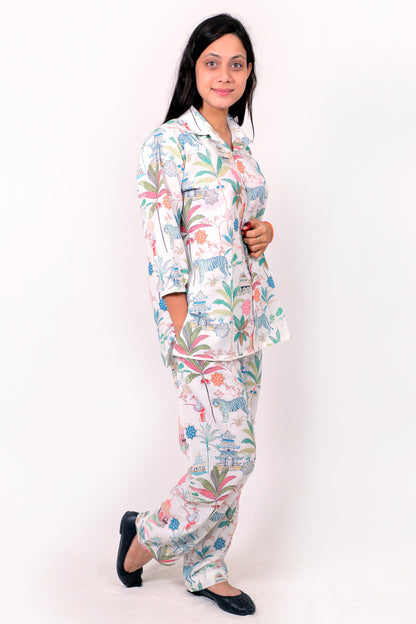 Elegant Women Co-ord Set – Stylish Matching Top & Bottom Outfit for Casual & Party Wear white