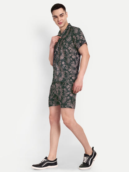 Men’s Co-Ord Set – Trendy T-Shirt & Bottom Wear Combo deep forest green