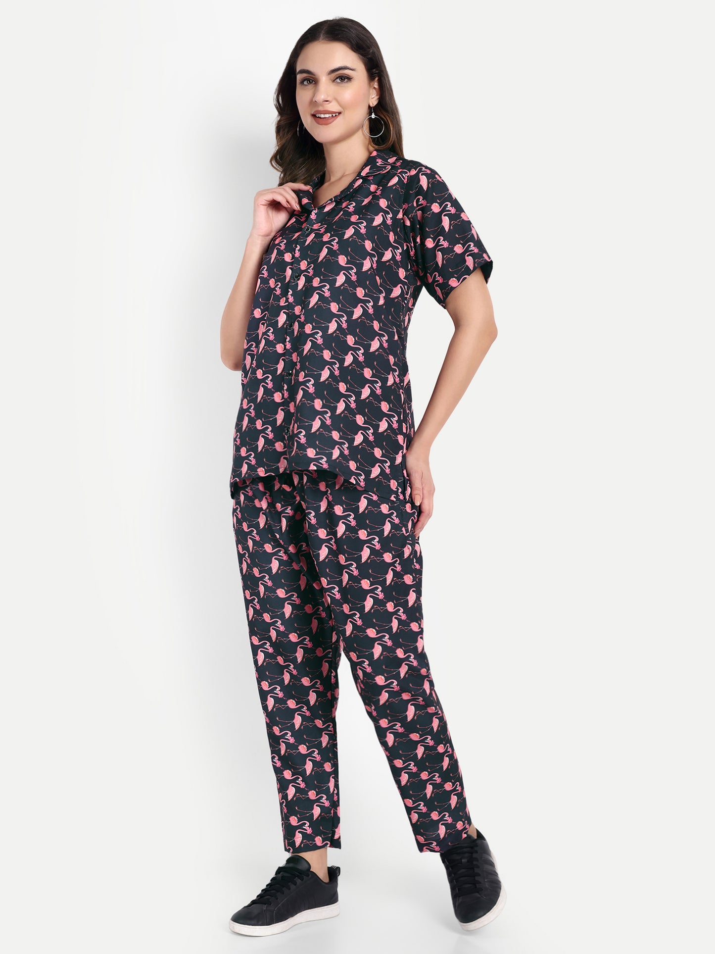 Elegant Women Co-ord Set – Stylish Matching Top & Bottom Outfit for Casual & Party Wear navy blue