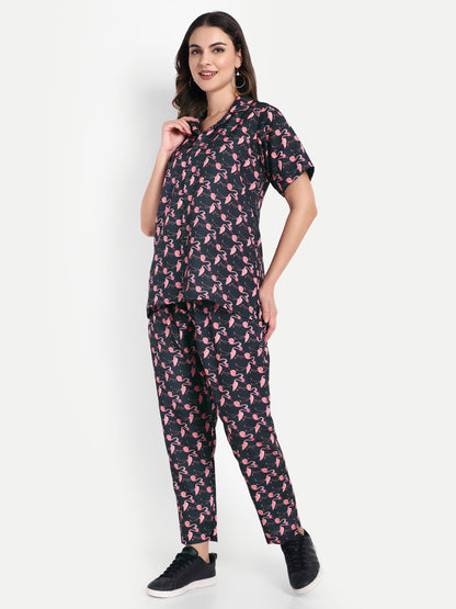 Elegant Women Co-ord Set – Stylish Matching Top & Bottom Outfit for Casual & Party Wear navy blue