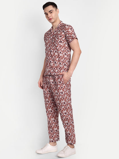 Men’s Co-Ord Set – Trendy T-Shirt & Bottom Wear Combo rust