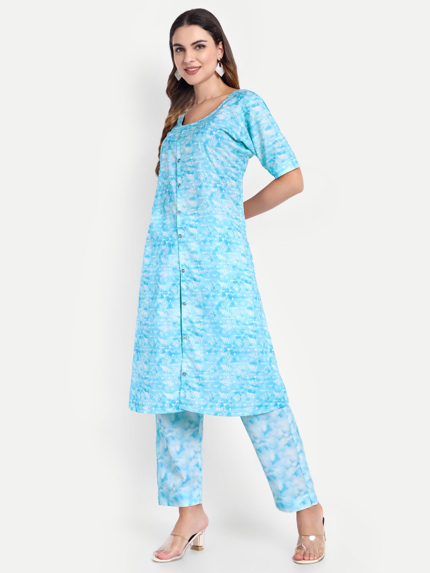 Elegant Women Co-ord Set – Stylish Matching Top & Bottom Outfit for Casual & Party Wear  sky blue