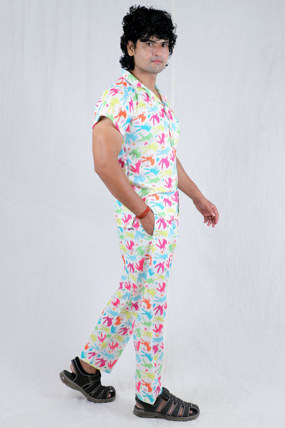Men’s Co-Ord Set – Trendy T-Shirt & Bottom Wear Combo seafoam green and white