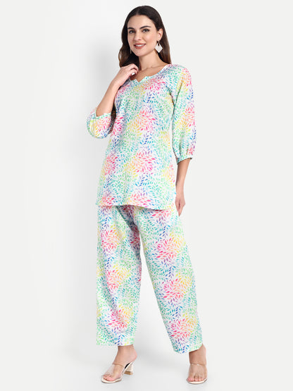 Elegant Women Co-ord Set – Stylish Matching Top & Bottom Outfit for Casual & Party Wear multicolor