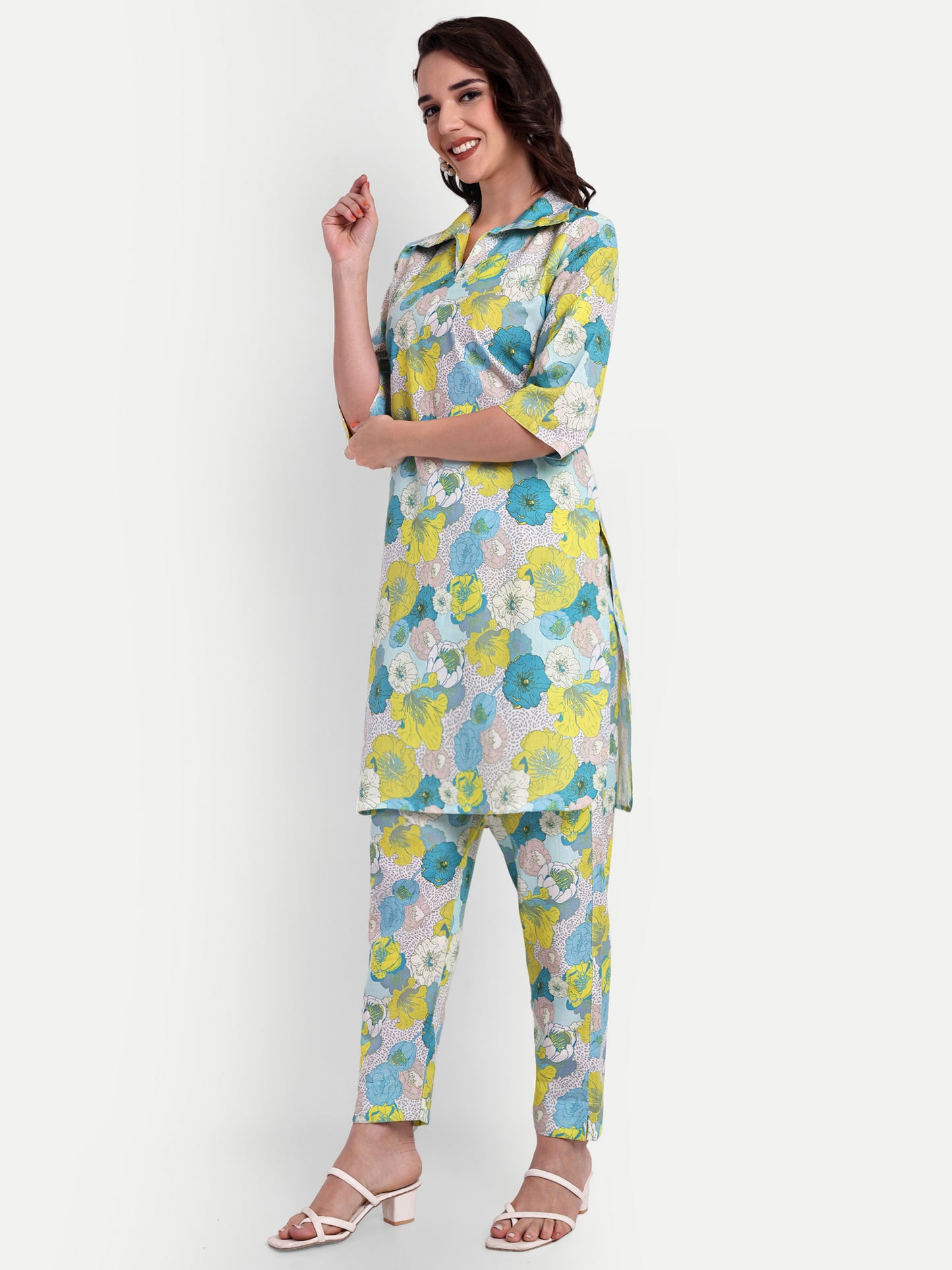 Elegant Women Co-ord Set – Stylish Matching Top & Bottom Outfit for Casual & Party Wear lime green