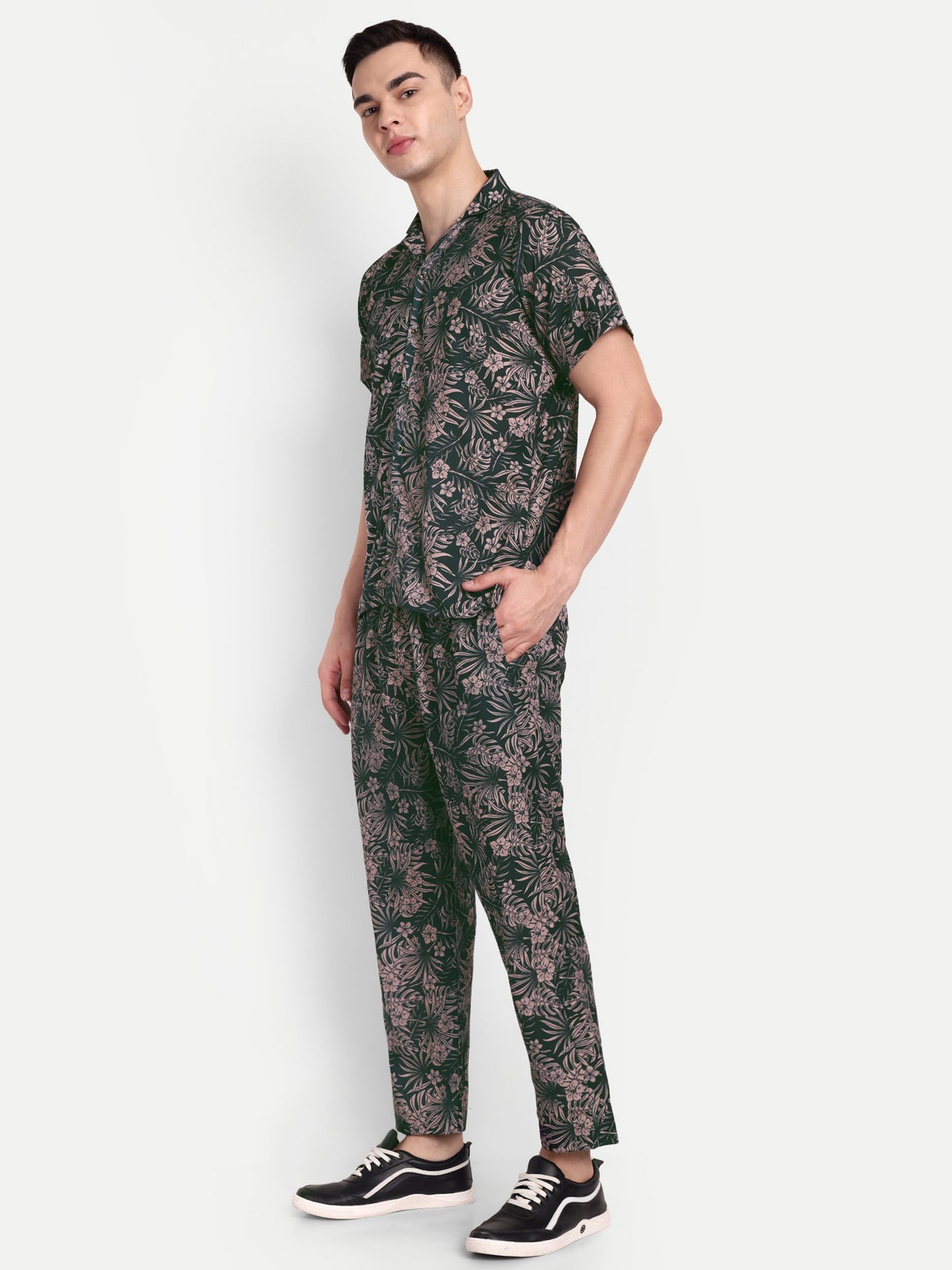 Men’s Co-Ord Set – Trendy T-Shirt & Bottom Wear Combo forest green