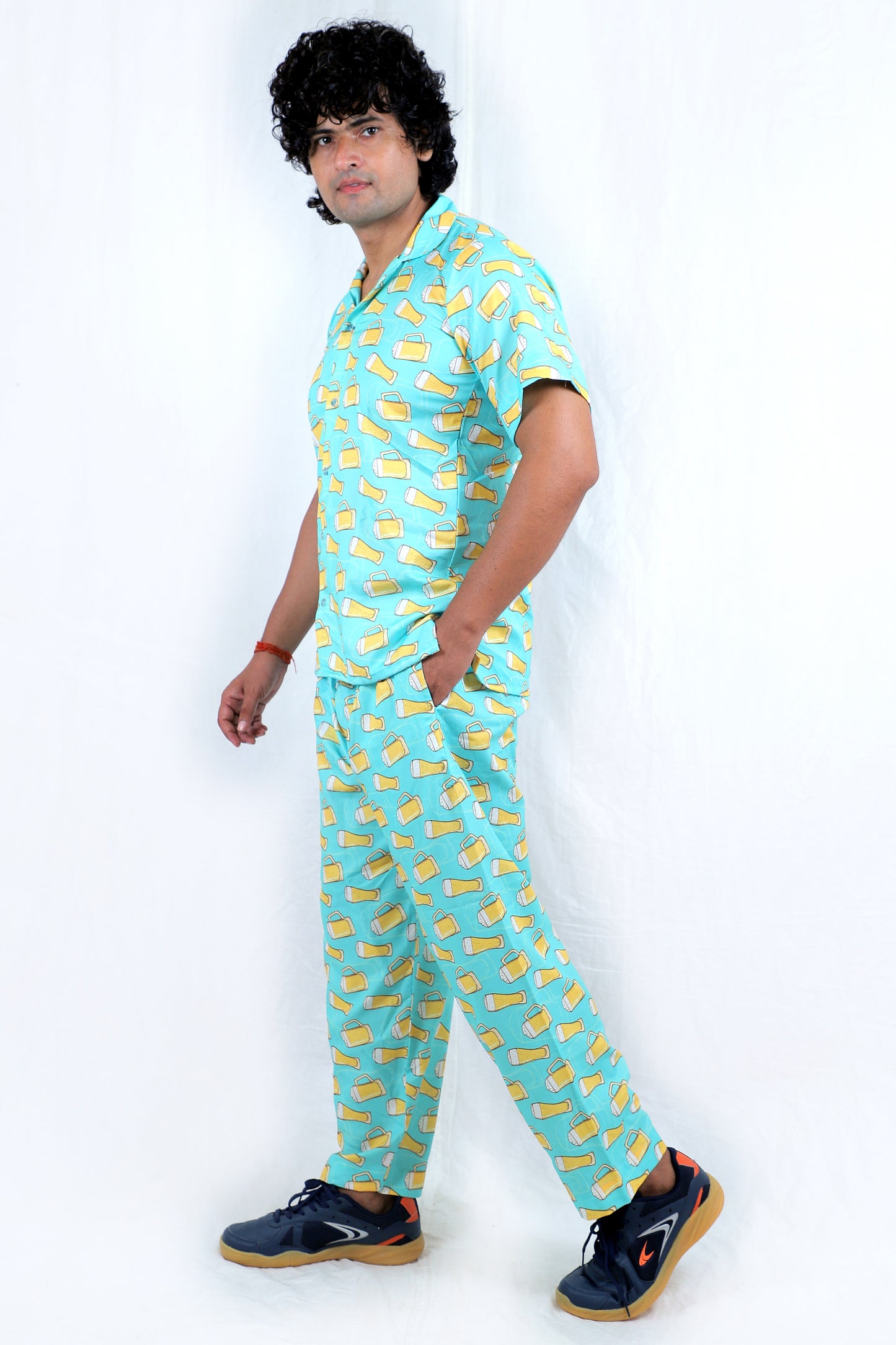 Men’s Co-Ord Set – Trendy T-Shirt & Bottom Wear Combo bright sky blue