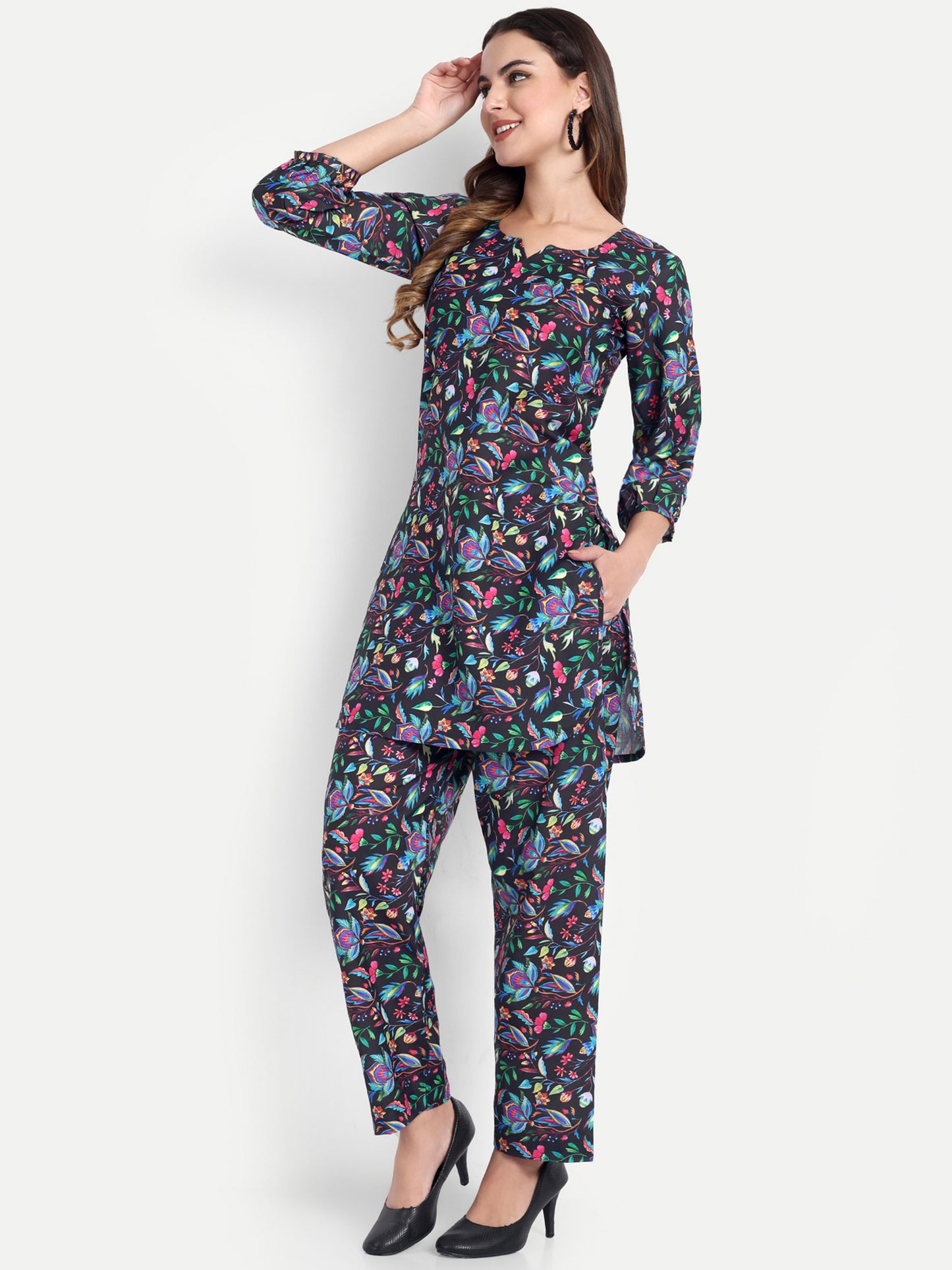 Elegant Women Co-ord Set – Stylish Matching Top & Bottom Outfit for Casual & Party Wear multicolor