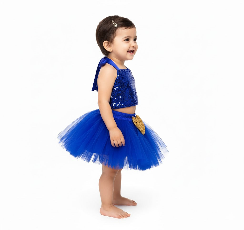 Baby Girl Dress Set – Trendy Top & Skirt for Little Girls blue