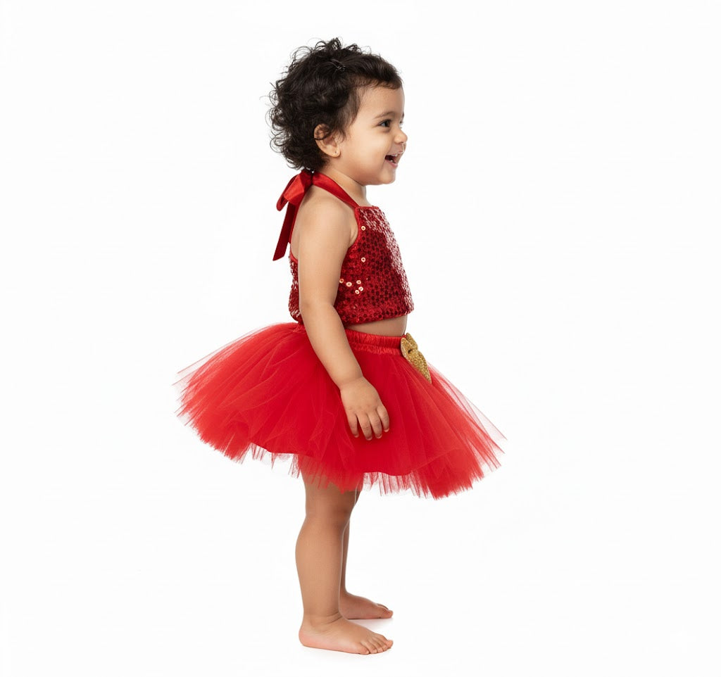 Baby Girl Dress Set – Trendy Top & Skirt for Little Girls red