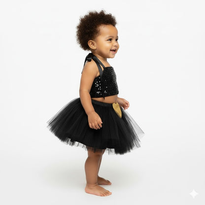 Baby Girl Dress Set – Trendy Top & Skirt for Little Girls black