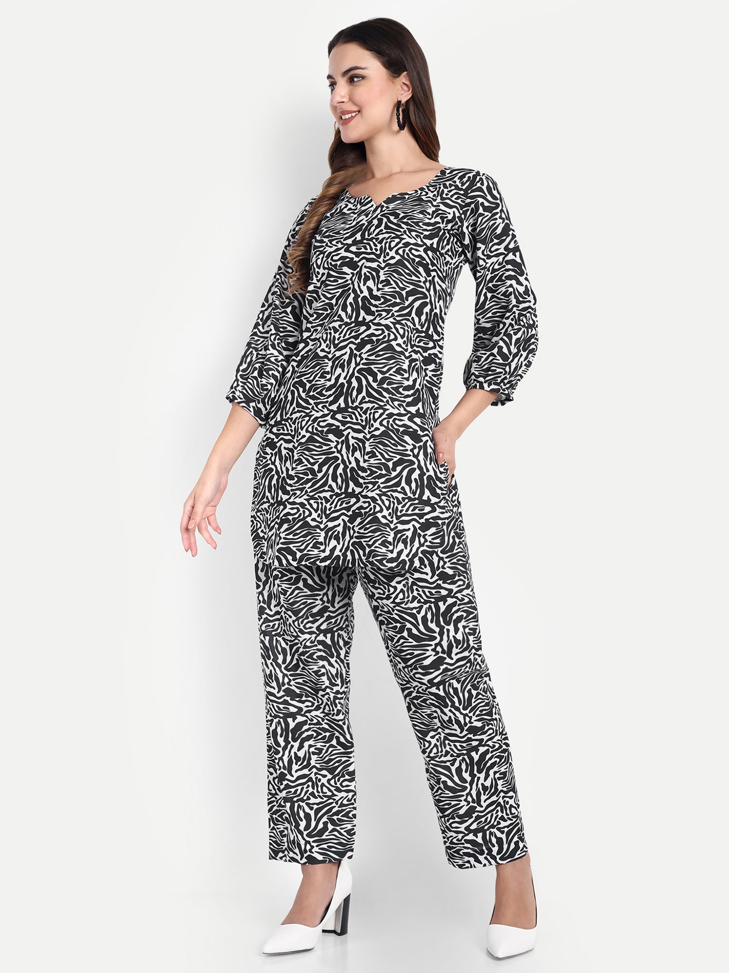Elegant Women Co-ord Set – Stylish Matching Top & Bottom Outfit for Casual & Party Wear black