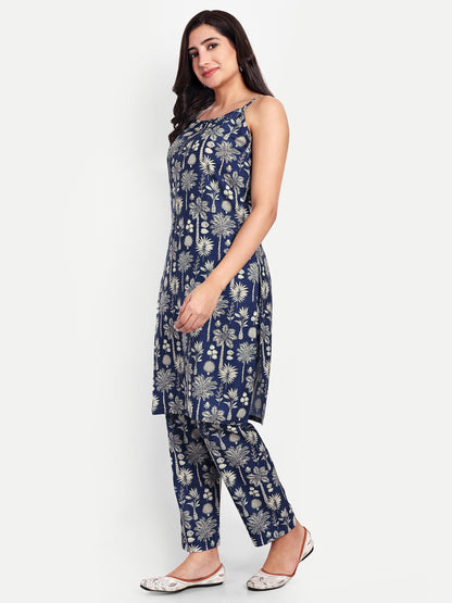 Elegant Women Co-ord Set – Stylish Matching Top & Bottom Outfit for Casual & Party Wear navy blue